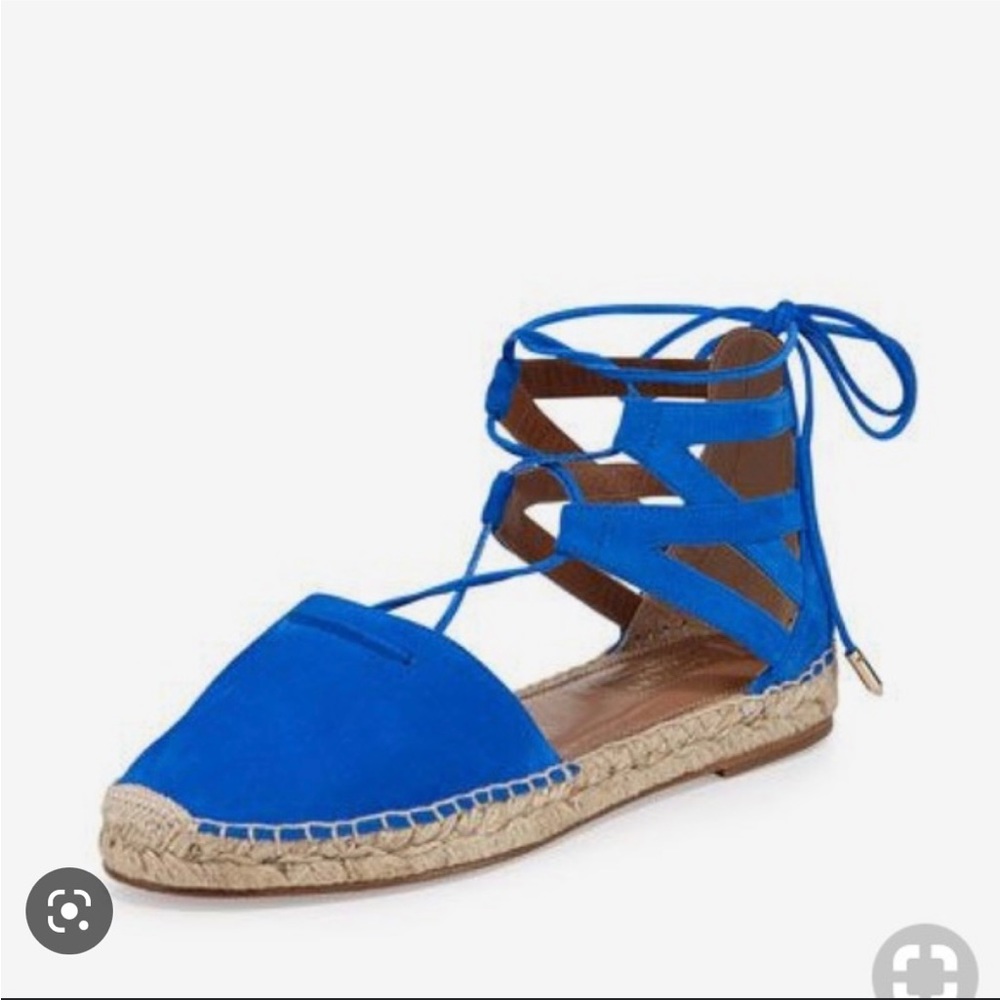 Aquazurra blue flat espadrille lace up